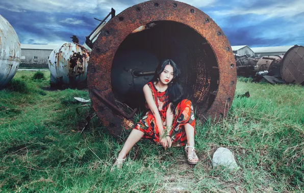 Девушка, поза, фон