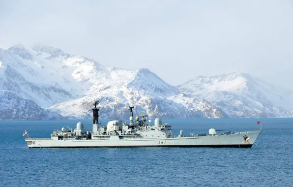 Море, горы, флот, эсминец, королевский, HMS Edinburgh