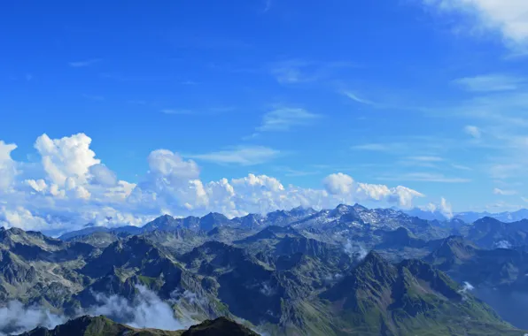 Картинка sky, landscape, mountains, clouds