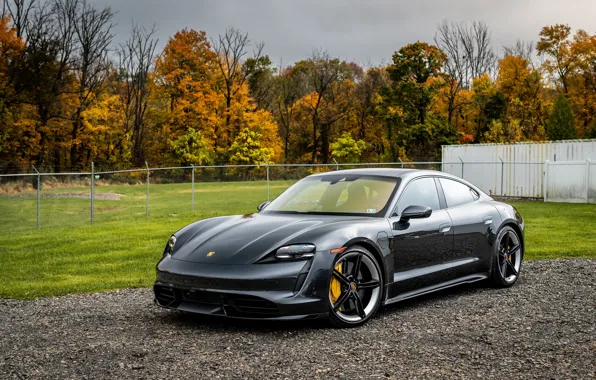 Porsche, Black, Autumn, Turbo S, VAG, Taycan