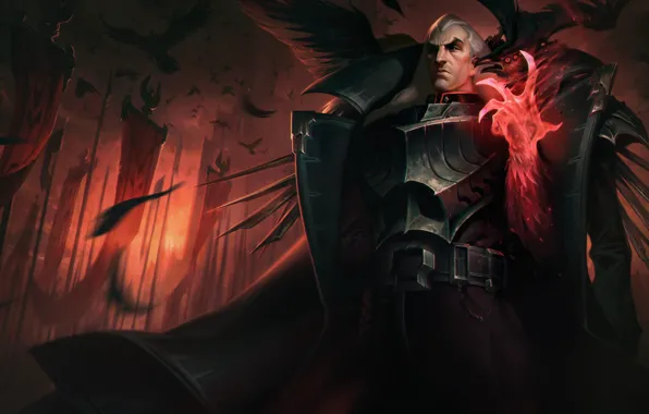 Птицы, фэнтези, мужчина, знамена, League of Legends, Riot Games, Swain, Victor Maury