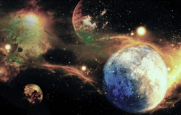 Space, big, planets, fon, cool, best, pictures, zero