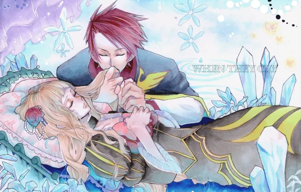 Романтика, аниме, арт, двое, Umineko no Naku Koro ni, Когда плачут чайки