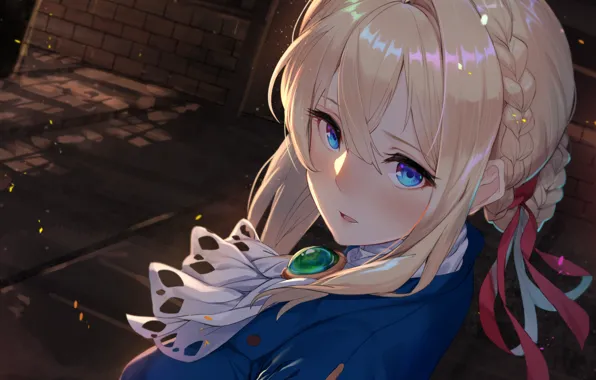 Взгляд, девушка, улица, аниме, Violet Evergarden
