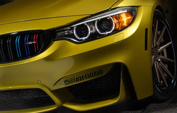 Желтый, фара, BMW, БМВ, бампер, BMW M4