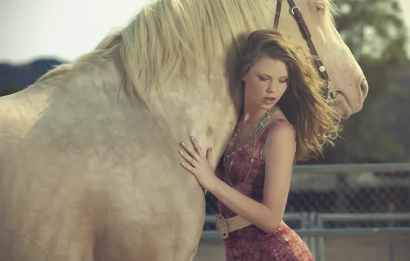 Картинка девушка, настроение, конь, лошадь, грива