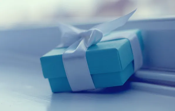 Радость, праздник, коробка, подарок, голубой, обои, настроения, лента