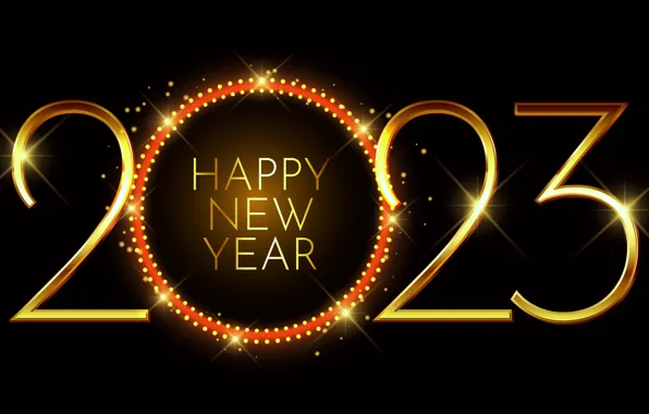 Золото, Новый Год, цифры, golden, happy, New Year, glitter, 2023