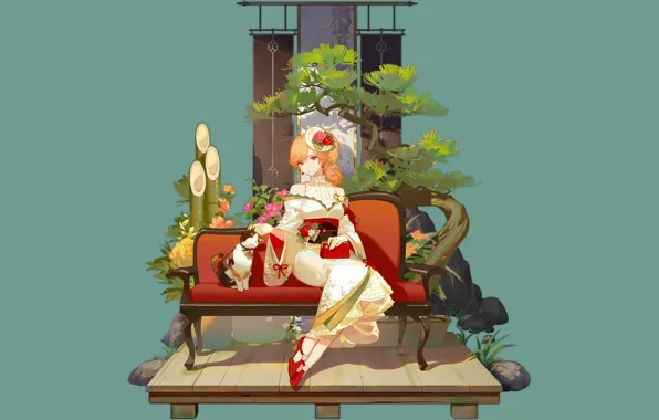 Girl, sexy, long hair, dress, anime, beautiful, pretty, attractive