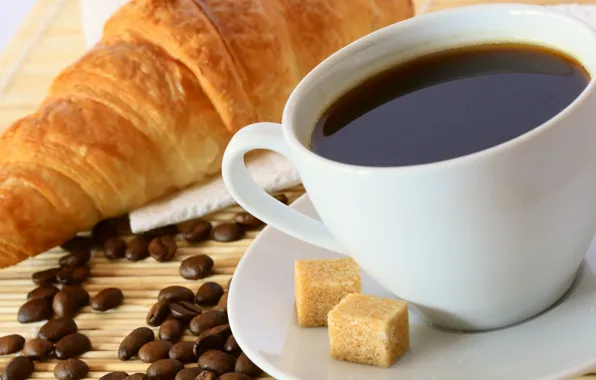 Картинка фон, кофе, еда, зерна, кружка, чашка, сахар, сладкое