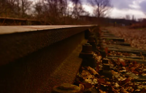 Metal, autumn, railroad tracks, oxide
