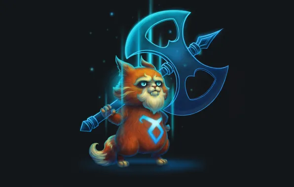 Кошка, Кот, Арт, Art, Фантастика, Cat, Minimalism, Секира