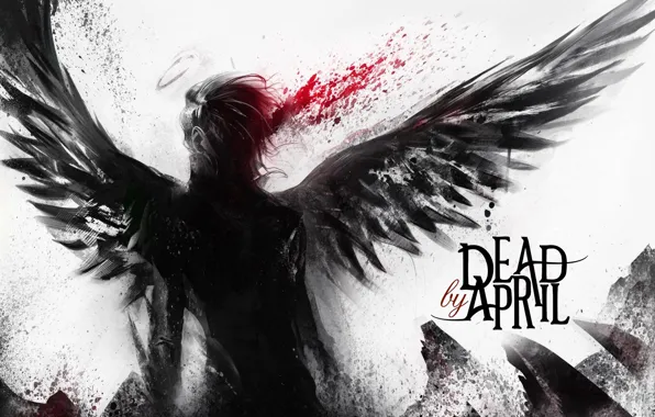 Black, text, angel, dead by april, abstraction, fallen
