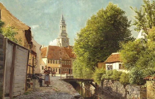 1880, датский живописец, Петер Мёрк Мёнстед, Peder Mørk Mønsted, Danish realist painter, oil on canvas, …