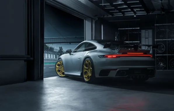 Фары, 911, Porsche, вид сзади, Carrera, TechArt, 992, 2019