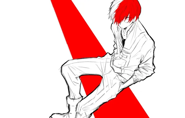 Взгляд, парень, сидит, Моя геройская академия, Todoroki Shouto, My Hero Academia, Boku No Hero Academia, …