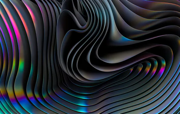 Волны, отблеск, Абстракция, Переливы, Digital art, Abstraction, Waves, Art Deco