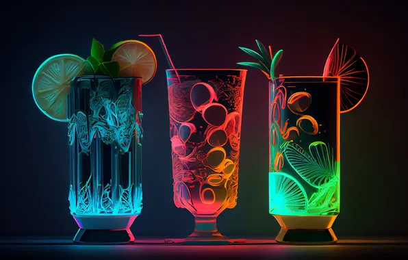 Картинка лед, лимон, бокал, коктейль, лайм, lemon, ice, lime