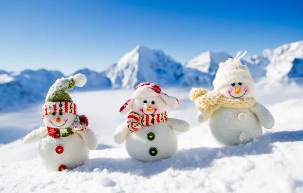 Картинка Новый Год, Рождество, снеговик, Christmas, winter, snow, snowman, Merry