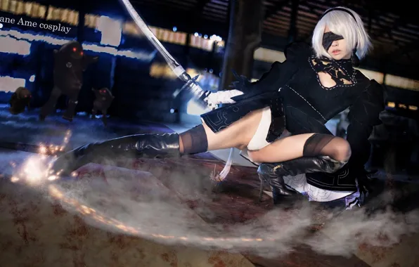 Чулки, андройд, cosplay, Nier Automata, Yorha No.2