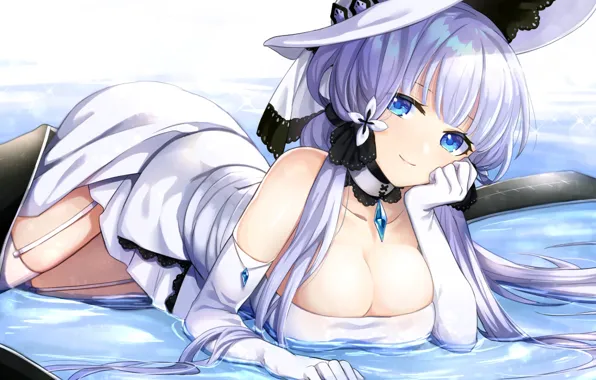 Girl, sexy, cleavage, long hair, boobs, anime, beautiful, pretty