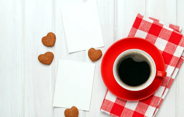 Картинка любовь, кофе, печенье, чашка, сердечки, love, heart, romantic