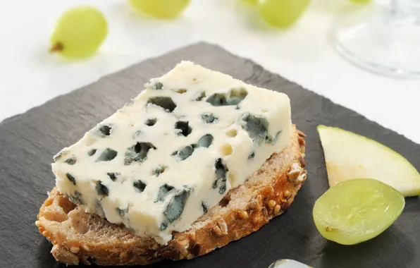 Картинка Франция, сыр, хлеб, виноград, France, бутерброды, Рокфор, Roquefort