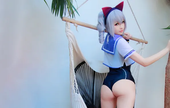 Girl, sexy, ass, long hair, beautiful, red eyes, pretty, cosplay