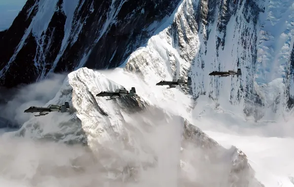 Картинка горы, скала, самолёт, аляска, Pacific Alaska Range Complex, A-10, тренировочный полёт, Thunderbolt