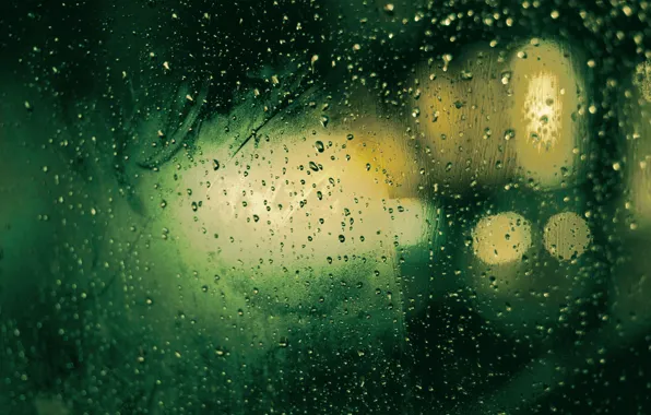 Картинка стекло, капли, макро, дождь, текстура, drop, зеленые обои