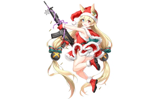 Картинка фон, новый год, снегурочка, Girls Frontline