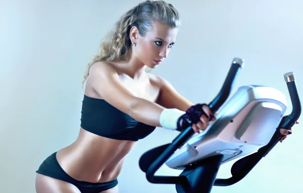 Картинка model, blonde, workout, fitness, stationary bike