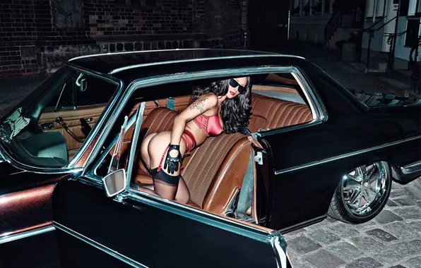 Девушка, секси, модель, Mercedes-Benz, брюнетка, sexy, красотка, Coupe