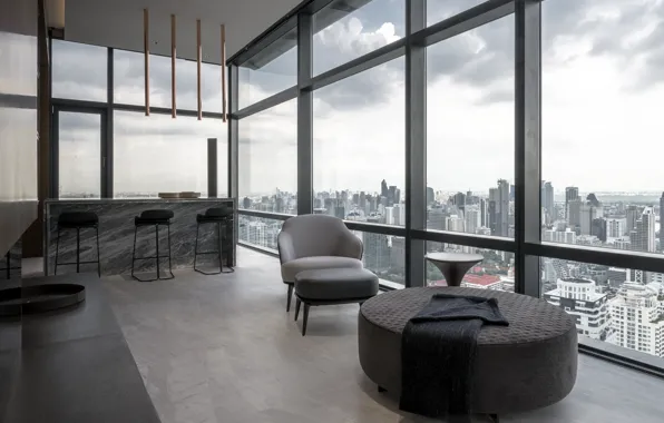 Интерьер, кухня, Нью Йорк, мегаполис, гостиная, by ONG&ONGPte, FHM Bachelor Apartment