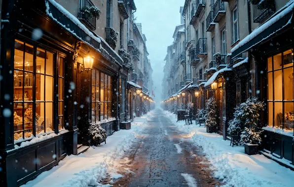 Зима, снег, украшения, улица, деревня, house, winter, snow