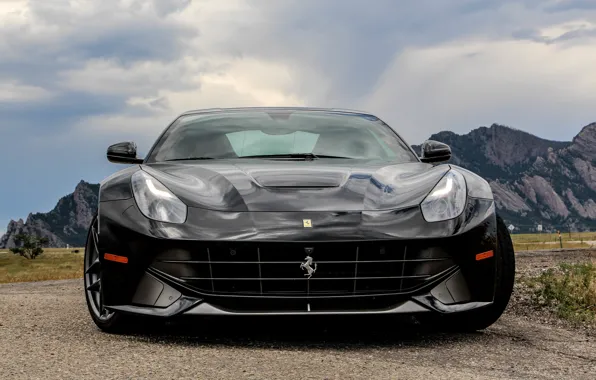 Картинка ferrari, black, f12, berlinetta