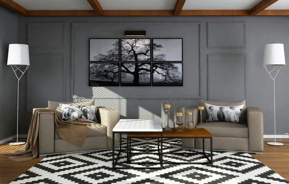 Дизайн, стол, графика, картина, кресло, Design, гостиная, room