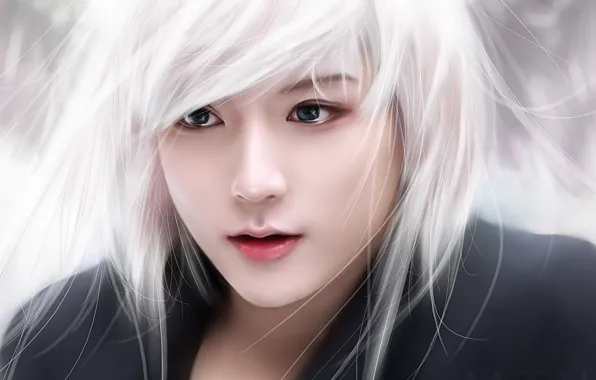 Лицо, парень, белые волосы, South Korea, Южная Корея, азиат, k-pop, Ren