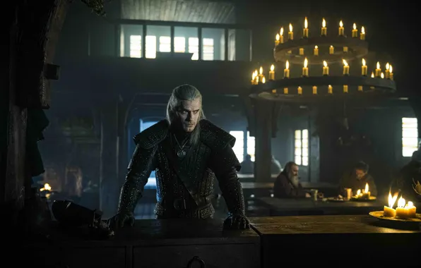 Взгляд, свечи, герой, мужчина, Ведьмак, The Witcher, Henry Cavill