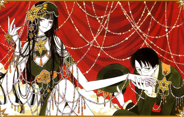 Девушка, аниме, парень, xxxHolic, Триплексоголик, целует руку