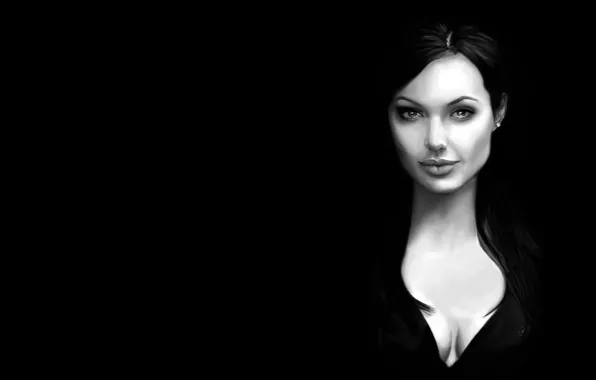 Картинка девушка, лицо, актриса, Анджелина Джоли, Angelina Jolie, арт