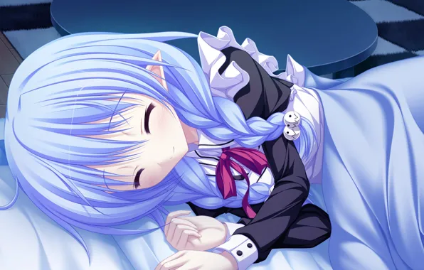 Аниме, арт, спит, девочка, lunaris filia