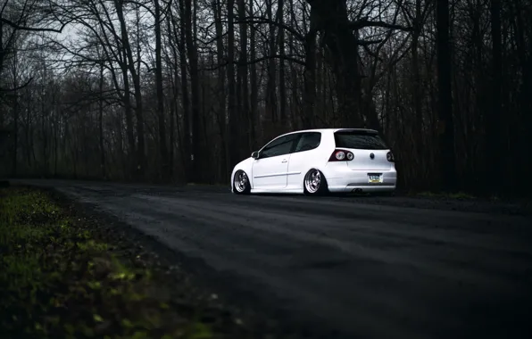 Картинка Volkswagen, white, Golf, GTI, Stance, MK5