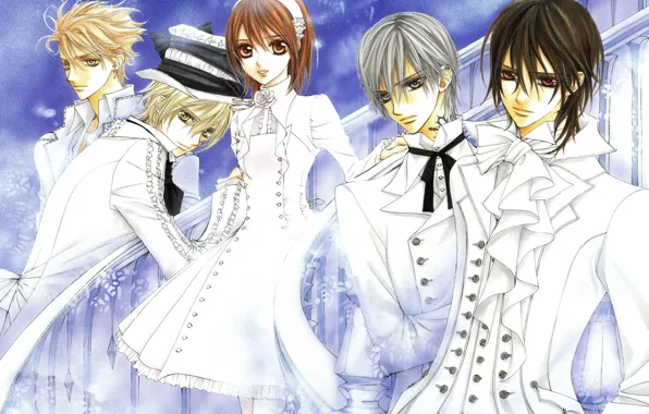 Шляпа, вампиры, art, kuran kaname, костюмы, vampire knight, yuuki cross, рыцарь-вампир