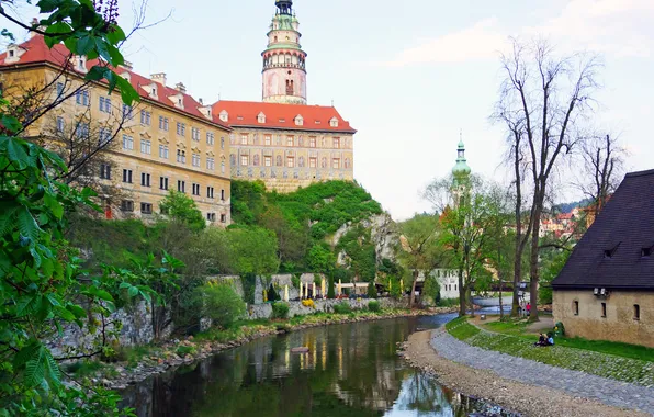 Город, река, фото, замок, Чехия, Český Krumlov