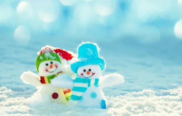 Зима, снег, снеговик, happy, smile, winter, snow, snowman