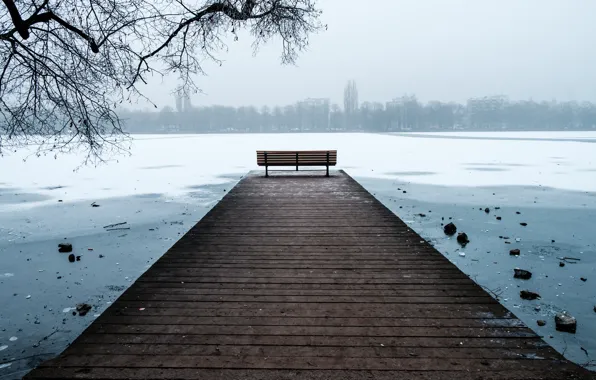 Winter, Snow, Hannover, frost, Bench