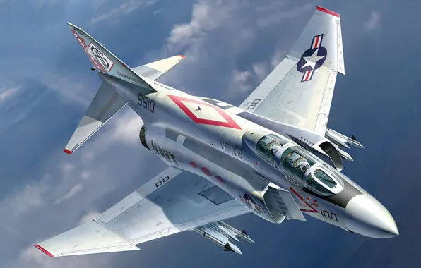 Картинка США, истребитель-бомбардировщик, истребитель-перехватчик, многоцелевой истребитель, McDonnell Douglas, F-4 Phantom, US NAVY, Auletta