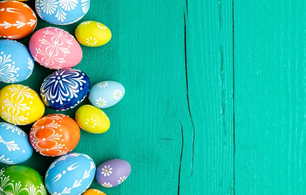 Весна, colorful, Пасха, wood, spring, Easter, eggs, decoration