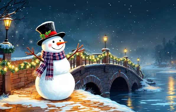 Снеговик, christmas, winter, snowman